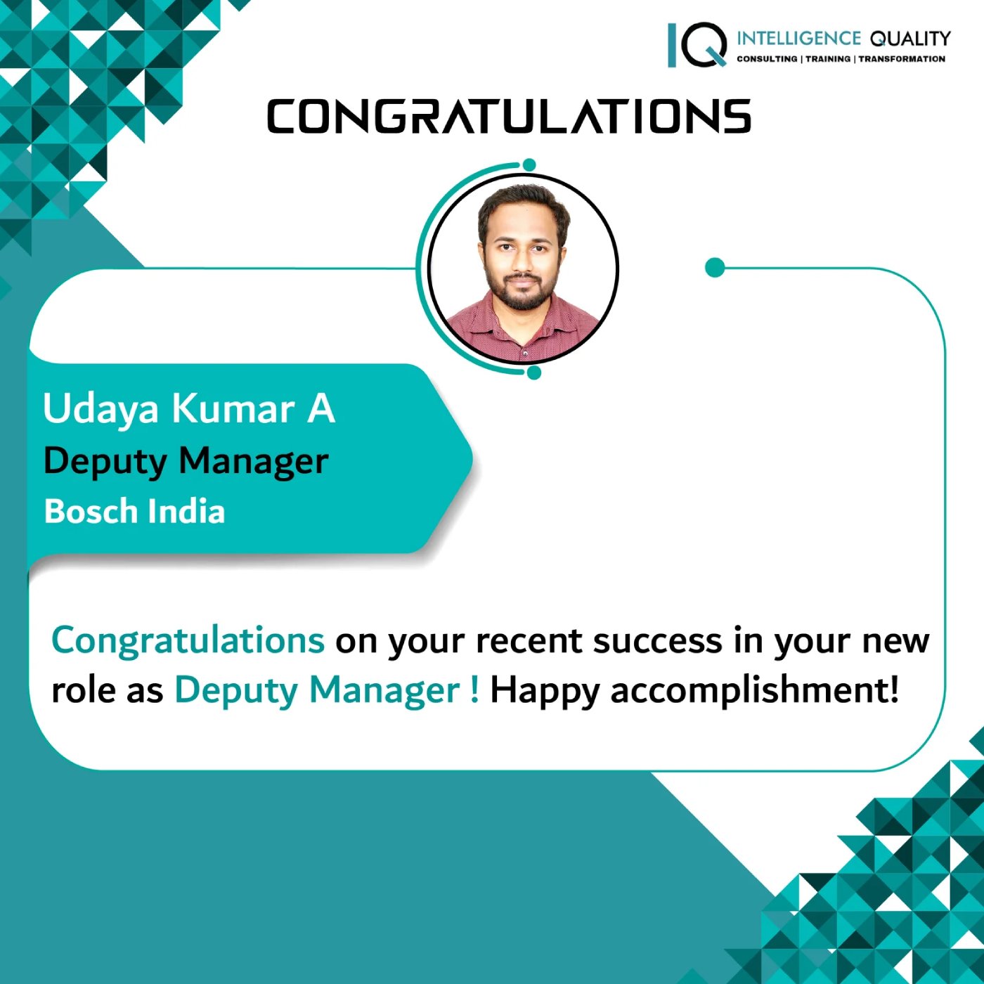 Congratulation Job Udaya Kumar A